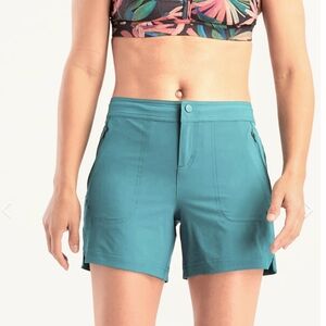 Title Nine Rogue Short 9" Shorts In Teal Blue Women's 12 Outdoor Hiking Climbing